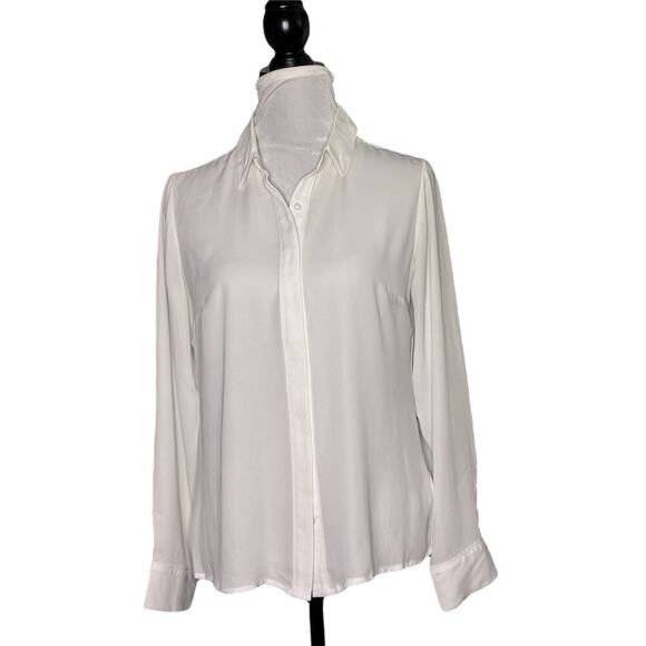 Express Button-Down Long Sleeve Sheer Blouse White Size Medium - Picture 1 of 8